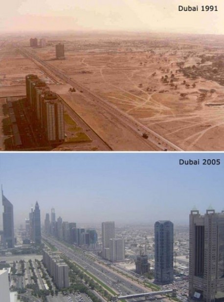 Gornja slika: Dubai 1991., donja slika: Dubai 2005.